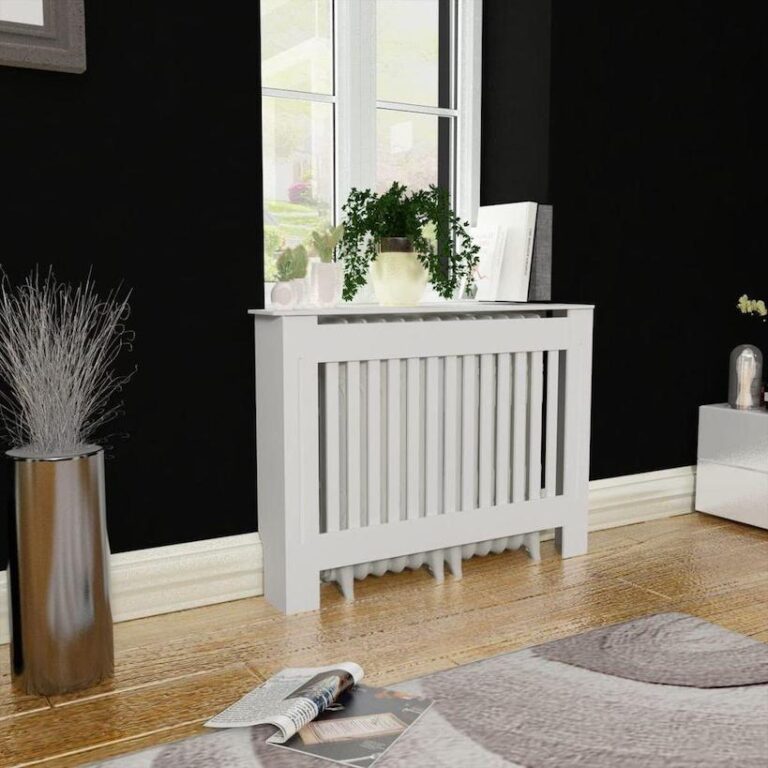 Radiator skjuler i MDF 112 cm hvid lameller