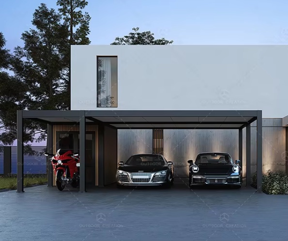 dobbelt Carport i pulverlakeret aluminium 14